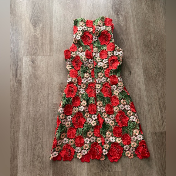 elliatt roselyn red 3d rosette flower lace guipure mini dress size small NEW - Picture 7 of 12